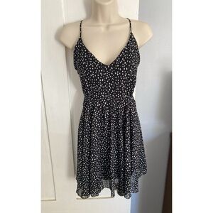 Forever 21 Low Back Criss-Cross Strap Mini Dress Black & White Polka Dot